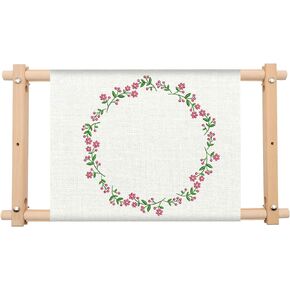 ZOCONE Beech Wood Adjustable Rotated Embroidery Hoop Stand with 2 Pcs 6'' 8'' Embroidery Hoops, Wooden Embroidery Stand, Embroidery Hoop Holder for Cross Stitch and Embroidery Project (A)