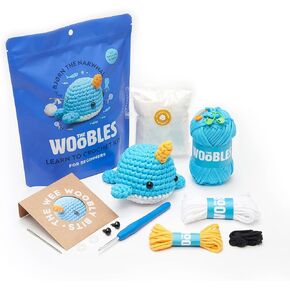مجموعة الكروشيه للمبتدئين من Woobles مع خيوط سهلة الاستخدام كما هو موضح في Shark Tank - مع دروس فيديو خطوة بخطوة - بيير البطريق