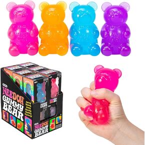 Schylling NeeDoh Gummy Bear - Sensory Fidget Toy with Jelly-Like Filling - 3.5" Tall - Colors May Vary (Pack of 1)