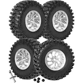 RC 2.2 Beadlock Wheels and Tires for Axia1 SCX10 Capra,AMG 6x6,TRX4,Redcat Gen8 Redcat Everest Gen7 Pro,2.2In Beadlock Tires and Alloy Aluminium 2.2In Beadlock Rims,4packs,Red