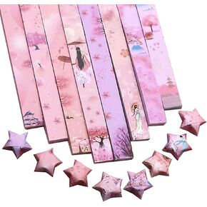 1080 Sheets Origami Star Paper Different Designs of Cute Strips Lucky Star Decoration Folding Paper for DIY Hand Art Crafts, School Teaching Supplies (Style01-1080 Sheets)