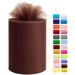 Tulle Rolls 6" by 100 Yards (300 feet) Tulle Roll Spool Fabric for DIY Tutu Skirts Wedding Baby Shower Crafts Decorations Party Supplies (White)