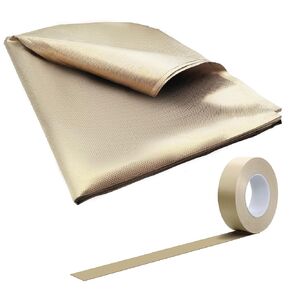 Faraday Fabric, 108" L x 43" W Military Grade Protection Includes Fabric + 200" L Faraday Tape, Faraday Cage, Faraday Cloth