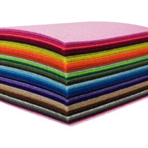 flic-flac 44PCS 4 x 4 inches (10 x10cm) Assorted Color Felt Fabric Sheets Patchwork Sewing DIY Craft 1mm Thick