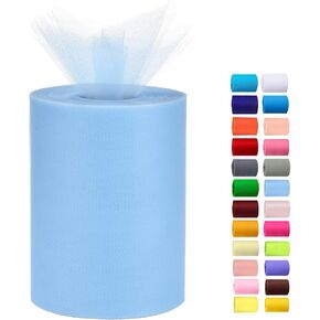 Tulle Rolls 6" by 100 Yards (300 feet) Tulle Roll Spool Fabric for DIY Tutu Skirts Wedding Baby Shower Crafts Decorations Party Supplies (White)