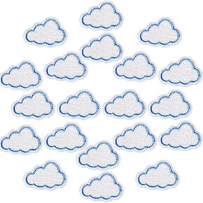 10 Pieces Mini Cloud Iron On Patches, Sew On Tiny Cloud Embroidered Patch Appliques for Clothing Dress Jackets Backpacks Pants Caps DIY Craft Decoration
