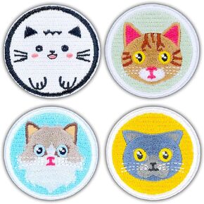 Iron On Patches, 4 PCS Cute Cats Embroidered Patches, Lovely Black White Bulk Sew On Patch, Jean Patches Applique Emblem Iron On Patches for Clothes, Jackets, Jeans, Backpacks & Hats.