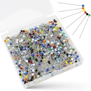 500 Pcs Sewing Pins with Box, 1.5 Inch Straight Pins with Large Heads for Fabric, Location Pin Map Pins Craft Positioning Pins for DIY Craft Decoration Sewing Project Dressmaking