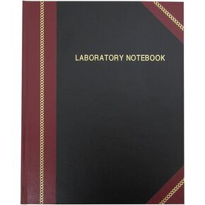 BookFactory Lab Notebook Laboratory Notebook - Professional Grade - 96 Pages, 8" x 10" (Ruled Format) Black and Burgundy Imitation Leather Cover, Section Sewn Hardbound (LRU-096-SRS-A-LKMST1)