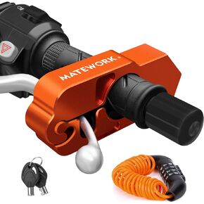 Motorcycle Lock Anti Theft Heavy Duty, Motorcycle Handlebar & Brake Lock with Helmet Lock, Bike Lock, Universal for All Bike Motorcycle Orange