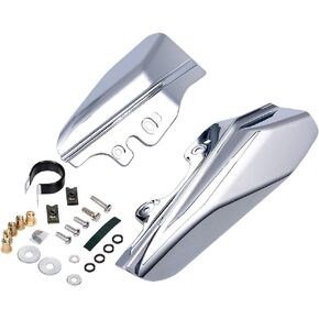 Pair Motorcycle Mid-Frame Air Deflector Chrome Heat Shield Compatible for 2001-2008 Harley Touring Models Electra Road King Glide (Chrome)