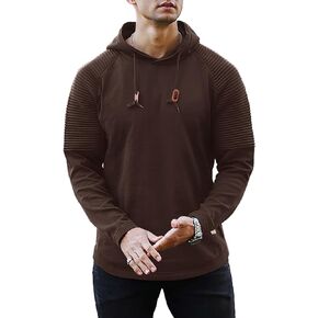 Zaitun Men's Raglan Long Sleeve Drawstring 3D Knitting Hooded Sweater Patched Detail