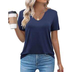 Florboom Women Summer Tops Short Sleeve V Neck T Shirts Casual Loose Basic Tees Shirts 2024 Trendy Tunic
