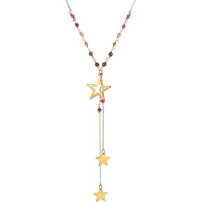 قلادة نجمة Lannclothesdesign - قلادة بوهو نحاسية للنساء مع قلادة نجمة - قلادة متدلية أنيقة وأنيقة على شكل نجمة بوهو - قلادة بيان مصنوعة يدويًا بأحجار شبه كريمة in Kuwait