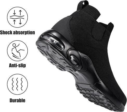 LARNMERN Steel Toe Shoes for Men Women Water Resistant Work Boots Non Slip Safety Sneakers Slip On Industrial Air Cushion Chelsea Boots in Kuwait