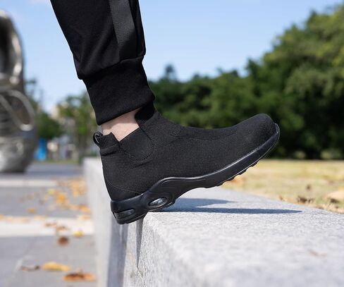 LARNMERN Steel Toe Shoes for Men Women Water Resistant Work Boots Non Slip Safety Sneakers Slip On Industrial Air Cushion Chelsea Boots in Kuwait