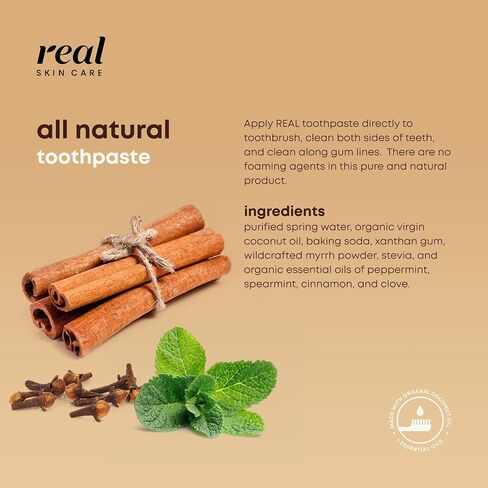 Coconut Toothpaste | Handmade in The USA | Cinnamon Spice | All Natural Organic Fluoride Free Toothpaste for Healthy Smiles | Flavored Toothpaste for Adults & Kids with Essential Oils in Saudi Arabia