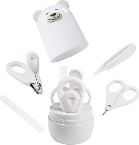 6-in-1 Baby Grooming Set, Natural Wooden Hairbrush and Comb, Nail Clippers,Nail Scissors, Nail File and Tweezers for Kids and Newborns in Nice Gift Box in Saudi Arabia