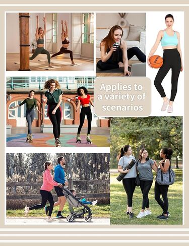 3 قطع من السراويل الضيقة مع جيوب للنساء، سراويل يوجا مدمجة للتحكم في البطن وشريط مطاطي (كبير) in Kuwait