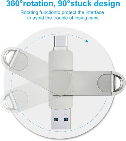 محرك أقراص فلاش USB سعة 512 جيجابايت، محرك أقراص ذاكرة USB3.0 2 في 1 لجهاز MacBook، محرك إبهام من النوع C لهاتف Android، محرك أقراص USB مضغوط محرك تخزين خارجي للكمبيوتر الشخصي/الكمبيوتر. (فضي) in Saudi Arabia