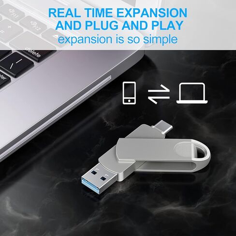 محرك أقراص فلاش USB سعة 512 جيجابايت، محرك أقراص ذاكرة USB3.0 2 في 1 لجهاز MacBook، محرك إبهام من النوع C لهاتف Android، محرك أقراص USB مضغوط محرك تخزين خارجي للكمبيوتر الشخصي/الكمبيوتر. (فضي) in Saudi Arabia