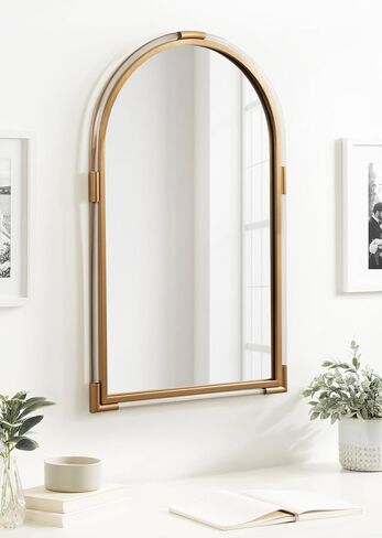 مرآة قوس أكريليك حديثة من Kate and Laurel Arceo، مقاس 22 × 34، باللون الأسود، ديكور مرآة مقوسة مع تفاصيل معدنية للاستخدام كمرآة زينة للحمام فوق الحوض in Saudi Arabia
