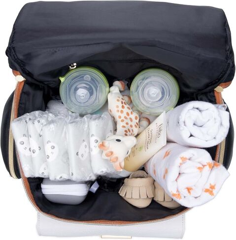 Baby Brezza Gio Laptop Diaper Bag Backpack - Secure Storage for Your Laptop or Tablet - 9 Pockets to Store All Your Accessories - Insulated Bottle Pocket, Black in Kuwait