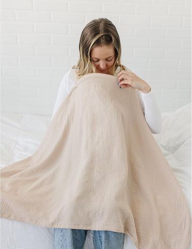 MairMore 100% Muslin Cotton Nursing Cover with Arch Neckline for Women | Large & Breathable Nursing Apron, Multi-Use Breastfeeding & Stroller Cover, Full Privacy for Mom & Baby (Ivory rainbow) in Saudi Arabia