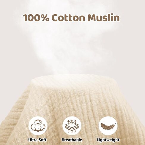 Muslin Nursing Cover for Breastfeeding, 360° Full Privacy Soft Breathable Nursing Covers, 100% Cotton Breast Feeding Cover, Multi-Purpose Car Seat Cover for Mam and Baby-Wheat in Saudi Arabia