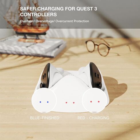 قاعدة شحن VR لملحقات وحدات التحكم Meta Quest 3، حامل محطة شحن وحدات التحكم لـ Oculus Quest 3، حامل عرض وحدة التحكم مع بطاريتين قابلتين للشحن in Kuwait