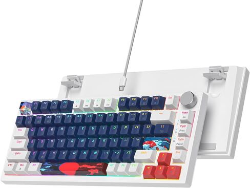 75% Mechanical Gaming Keyboard Wired Gasket Mount Keyboard 82 Keys Hot Swappable Keyboard RGB Backlit Knob TKL Keyboard for PC Laptop Windows Gamer(Blue Earth) in Saudi Arabia