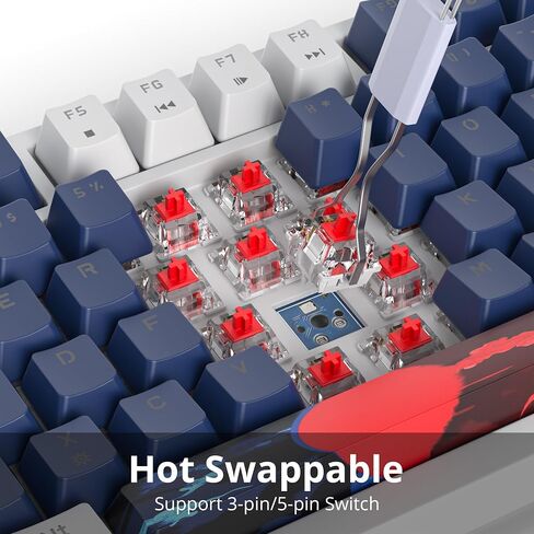 75% Mechanical Gaming Keyboard Wired Gasket Mount Keyboard 82 Keys Hot Swappable Keyboard RGB Backlit Knob TKL Keyboard for PC Laptop Windows Gamer(Blue Earth) in Saudi Arabia