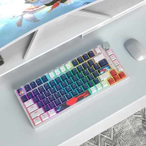 75% Mechanical Gaming Keyboard Wired Gasket Mount Keyboard 82 Keys Hot Swappable Keyboard RGB Backlit Knob TKL Keyboard for PC Laptop Windows Gamer(Blue Earth) in Saudi Arabia