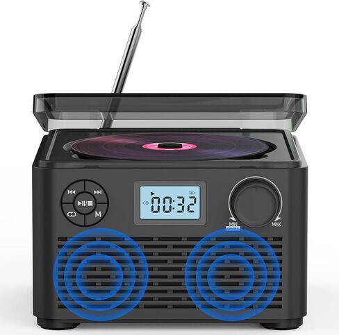 Portable CD Player Boombox with Bluetooth,CD Players for Home with Stereo Speakers,Rechargeable Boom Box CD Player with FM Radio,Support CD/MP3,USB/TF Card,Headphone Jack. in Kuwait