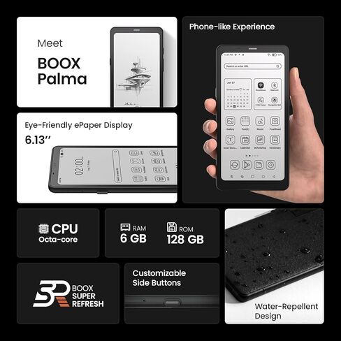 كاميرا BOOX Palma Mobile ePaper 6G 128G G-Sensor الأمامية وكاميرا خلفية 16 ميجابكسل (أسود) in Kuwait