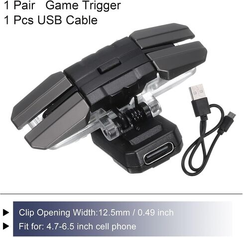 MECCANIXITY Gaming Trigger Mobile Game Controller 1 Pair Six-Finger Linkage Fire Key Burst Shooter Type-C for 4.7-6.5 Inch Cell Phone with 18.5cm USB Cable in Saudi Arabia