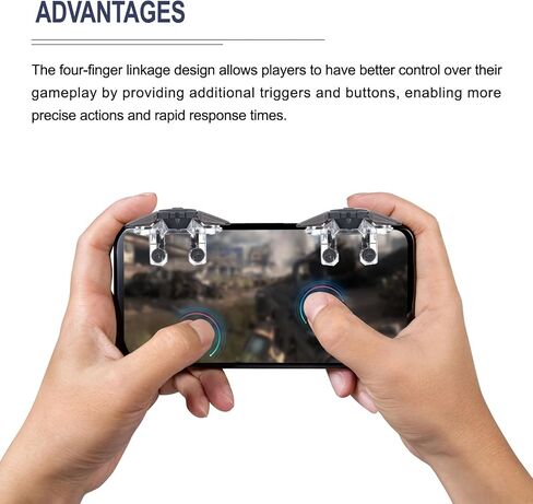 MECCANIXITY Gaming Trigger Mobile Game Controller 1 Pair Six-Finger Linkage Fire Key Burst Shooter Type-C for 4.7-6.5 Inch Cell Phone with 18.5cm USB Cable in Saudi Arabia