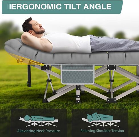 ZENPETIO Camping Cot for Adults, Heavy-Duty Portable Cot Bed with Mattress, Foldable Padded Sleeping Cots for Camping Travel Tent Day Bed Outdoor & Home Guest, Max Load 500 LBS, 75x28x15" in Saudi Arabia