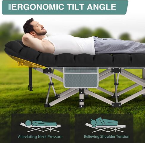 ZENPETIO Camping Cot for Adults, Heavy-Duty Portable Cot Bed with Mattress, Foldable Padded Sleeping Cots for Camping Travel Tent Day Bed Outdoor & Home Guest, Max Load 500 LBS, 75x28x15" in Saudi Arabia