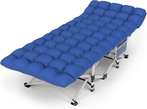 ZENPETIO Camping Cot for Adults, Heavy-Duty Portable Cot Bed with Mattress, Foldable Padded Sleeping Cots for Camping Travel Tent Day Bed Outdoor & Home Guest, Max Load 500 LBS, 75x28x15" in Saudi Arabia