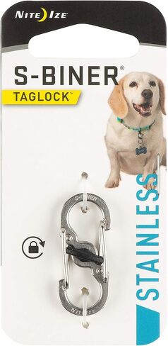 Nite Ize S-Biner TagLock، مشبك حلقة تسلق مزدوج لعلامات الكلاب مع قفل آمن، من الفولاذ المقاوم للصدأ، أسود in Saudi Arabia
