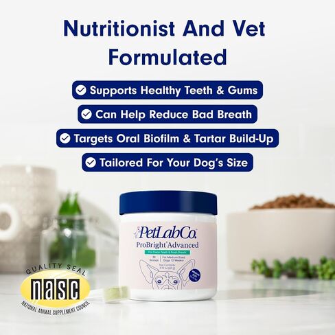 PetLab Co. ProBright Advanced Dental Powder - Dog Breath Freshener - Teeth Cleaning Made Easy – Targets Tartar & Bad Breath - Formulated for Small Dogs in Kuwait