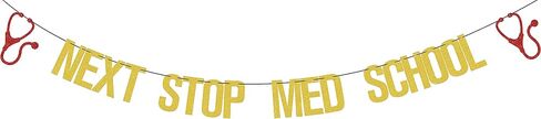 Next Stop Med School Banner, Congrats Doctor/Med School Survivor Cake Decor, Medical Degree Graduation Party Decoration Supplies, Congrats Doctor 2024 Graduate Decor Gold Red in Saudi Arabia