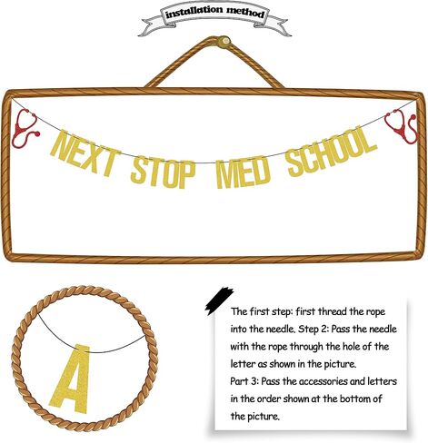Next Stop Med School Banner, Congrats Doctor/Med School Survivor Cake Decor, Medical Degree Graduation Party Decoration Supplies, Congrats Doctor 2024 Graduate Decor Gold Red in Saudi Arabia
