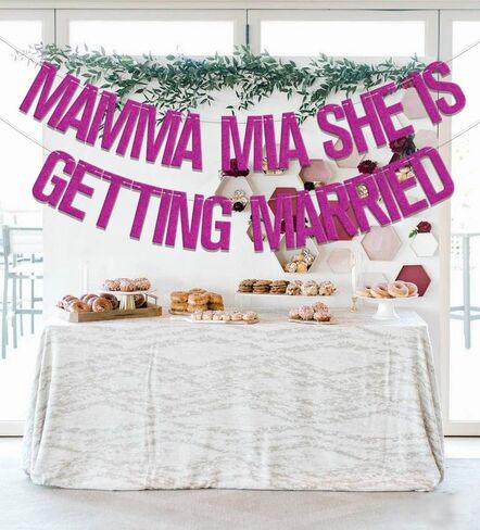Mamma Mia She is Getting Married Banner, Funny Wedding/Engagement Decorations, Bride to Be Banner, Wedding Rehearsal Party Decor Supplies Rose Red in Saudi Arabia
