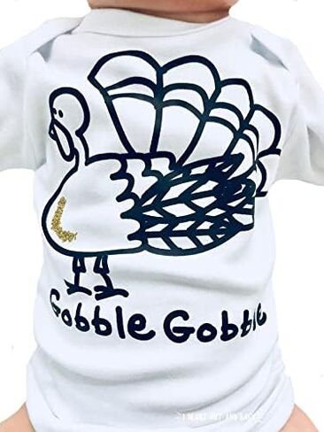 Thanksgiving Baby Outfit, Gobble Turkey Outfit, Gender Neutral Funny Holiday Clothing, Thankful Baby, Fall Infant Clothes, Long Sleeve, White (6-12 Months) in Saudi Arabia