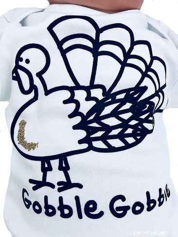 Thanksgiving Baby Outfit, Gobble Turkey Outfit, Gender Neutral Funny Holiday Clothing, Thankful Baby, Fall Infant Clothes, Long Sleeve, White (6-12 Months) in Saudi Arabia
