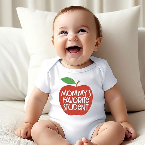 My Mommy Can School You Bodysuit Teacher Mom Kids T Shirt Cute Mommy's Favorite Student Romper Baby Gift Teacher (0-6 Months, Cute Print-Long Sleeve Bodysuit) in Saudi Arabia