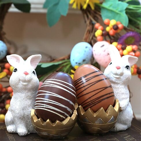 2PCS Easter Decoration Mini Micro Landscape Rabbit Decoration Colorful Carrot Egg Couple Rabbit Sculpture Bonsai Courtyard Garden Desktop Decoration (2PCS Brown Rabbits) in Saudi Arabia