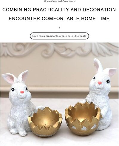 2PCS Easter Decoration Mini Micro Landscape Rabbit Decoration Colorful Carrot Egg Couple Rabbit Sculpture Bonsai Courtyard Garden Desktop Decoration (2PCS Brown Rabbits) in Saudi Arabia